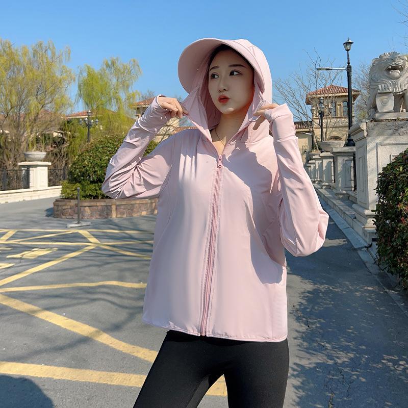 Jasmine Looking For Ice Silk Big Brim Sunscreen Clothing Women S Anti-Purple Cycling Sunscreen Clothing Lightweight Protection M