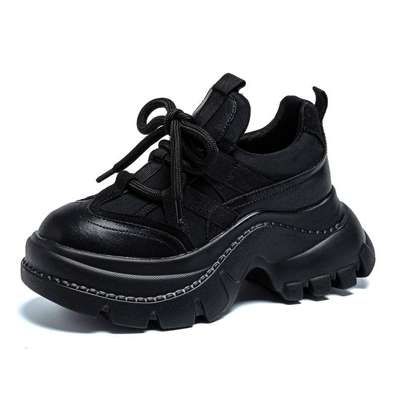 8CM Women Casual Shoes Genuine Spring Autumn Fall Platform Sneakers Chunky Comfortable Non Slip Heel Walking Shoes