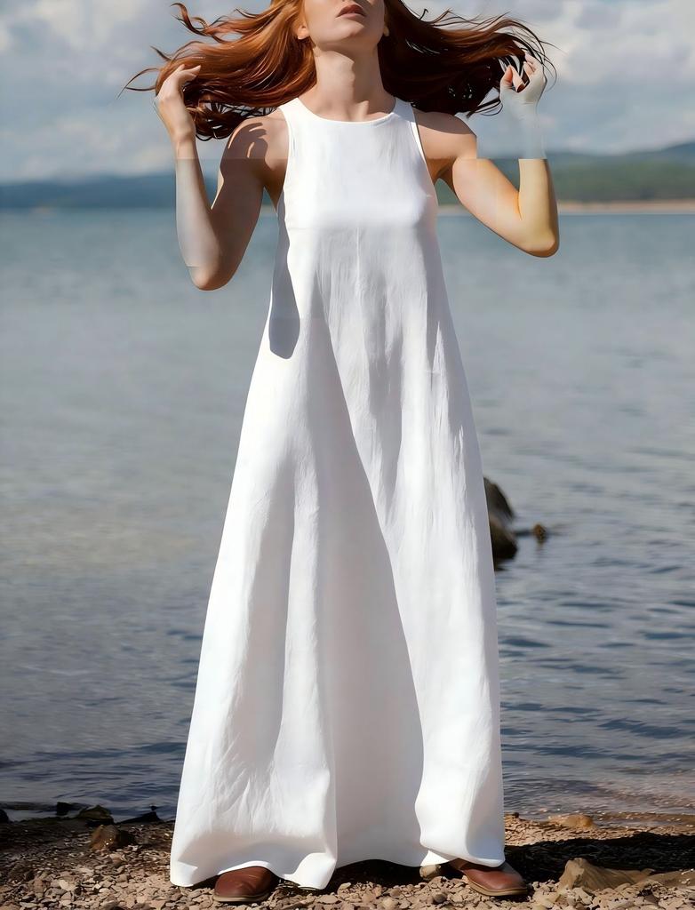 Supply Europe and the United States New Style Solid Color Summer Sleeveless Backless New Design Women's Dress Women