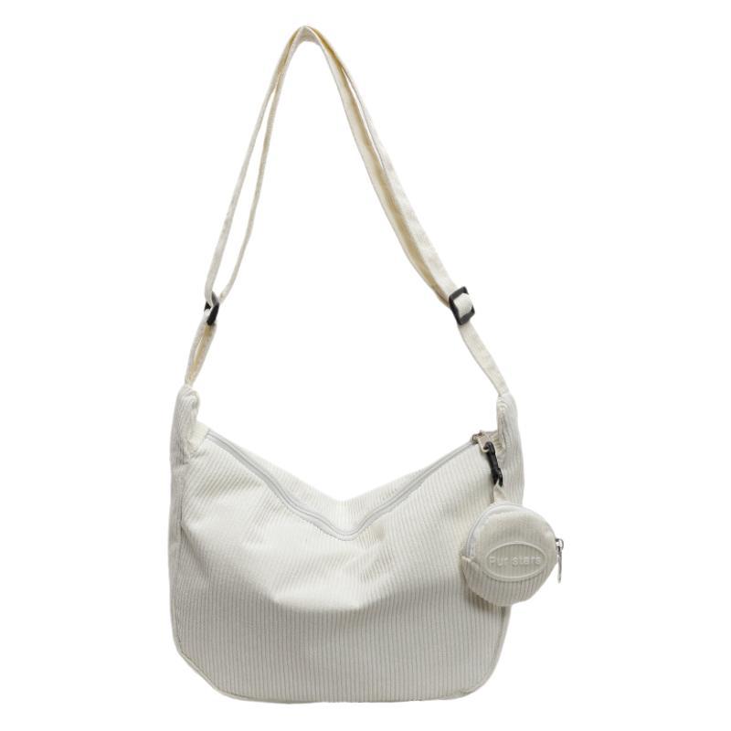 Corduroy bag women's large capacity 2025 new casual and lightweight messenger cloth bag versatile single shoulder commuter dumpling bag