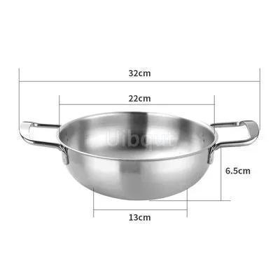 Stainless Steel Gold Golden Seafood Rice Pot Home Cooking Paella Pan Picnic Snack Plates Cookware Saucepan Dry Pots with Handle