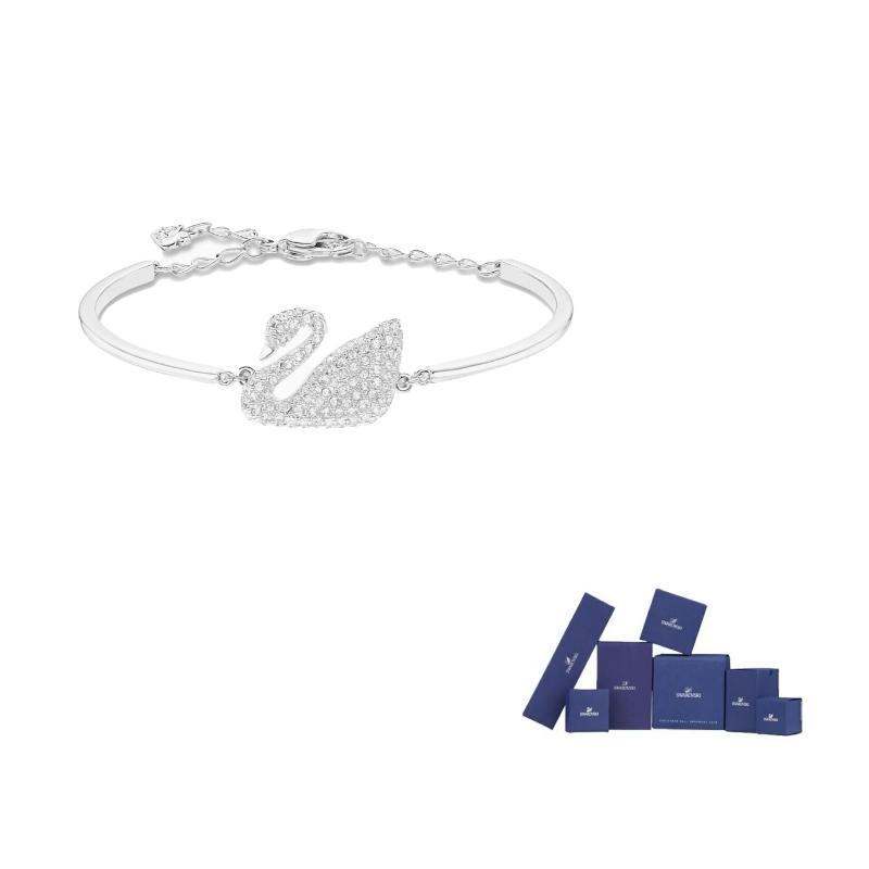 Swarovski Rhodium plated Bangles Womens White F-Original brand box белый
