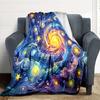1pc Starry Night Cosmic Swirl Blanket, Lightweight Flannel Throw Blanket For Sofa, Bed, Travel, Camping, Living Room, Office, Couch, Chair, And Bed