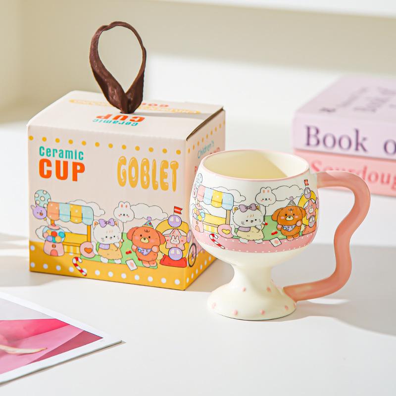 Mug Cute Cartoon Tall Ceramic Cup Couple Water Cup Women's Home Office Coffee Milk Cup Children