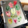 50 Colorful Caladium Leaf Stickers: Realistic Transparent PET for Scrapbooking, DIY & Phone Case Decor