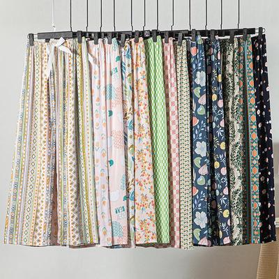 Women's Cotton-Silk Wide-Leg Pajama Pants: Lightweight, Breathable, Nine-point Length, Suitable for Spring, Summer, Fall, or Lounging At Home.