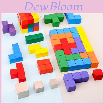 Colorful Wooden Cube Building Blocks Educational Toys For Childrens Geometry Learning