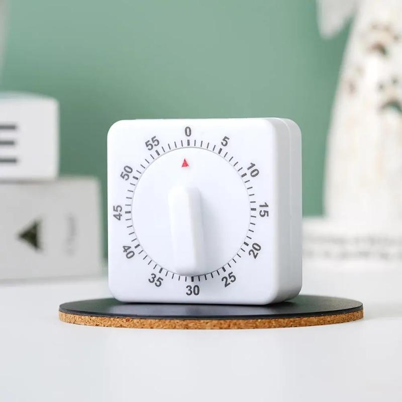 60 Minutes Mechanical Kitchen Timer Square Countdown Alarm Reminder for Cooking Baking Food Preparation Timing Tool