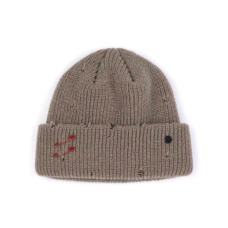 

ЧЕРНЫЙБЛОНД BBD Рваная Кастомная Короткая Шапка-Бини (Темно-бежевый) FREE