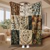 Vintage Botanical Patchwork, Home Decor Gift, Soft Cozy Blanket, Earthy Floral Design, Multi-Purpose Throw, Warm Comfort