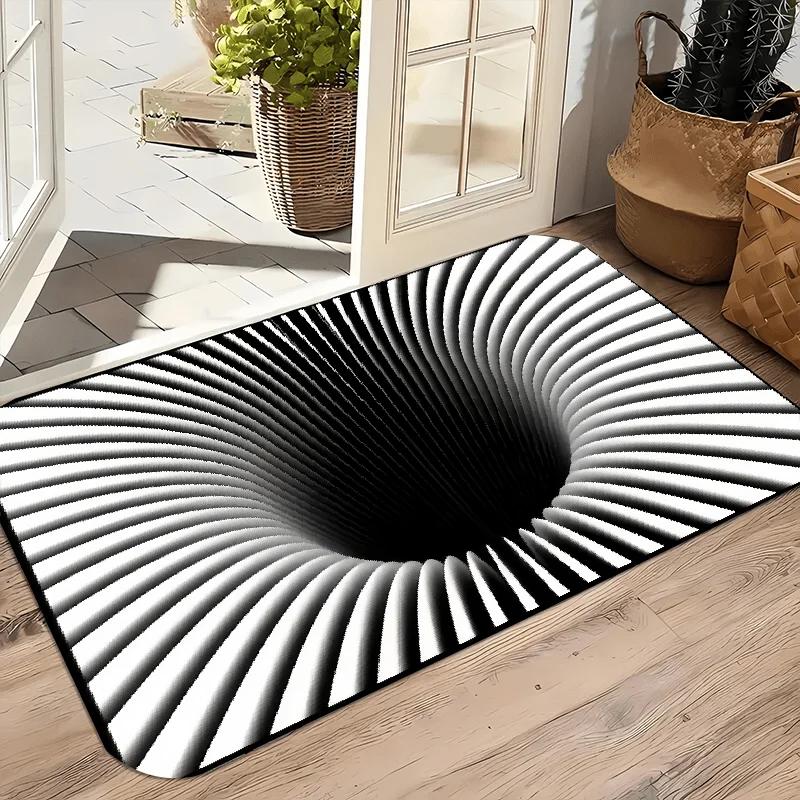 3D Illusion Black Hole Design Floor Mat - Unique and eye-catching entrance decoration, perfect for adding fun to your home decor