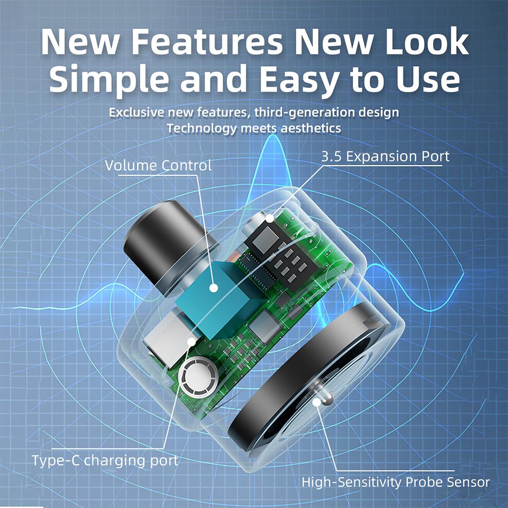 F03 High-Sensitivity Pipe Leak Locator Water Pipe/Underfloor Heating Acoustic Source Strength Receiver Detector Type C Interface