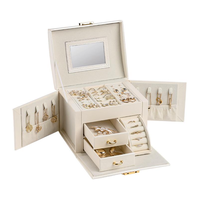 

Хранение ювелирных изделий Трехъярусный ящик Шкатулка для ювелирных изделий Многофункциональная коробка для хранения ожерелий Новинки белый