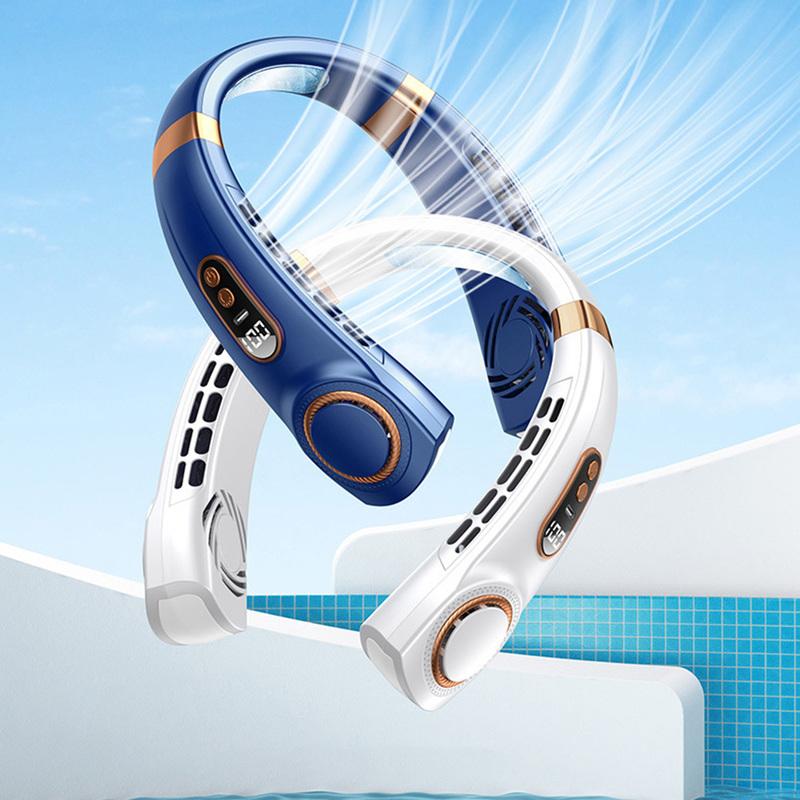 Portable Mini Hanging Neck Fan Digital Display Leafless Mute Electric Fan 4000mAh USB Rechargeable Neck Cooler Air Conditioner