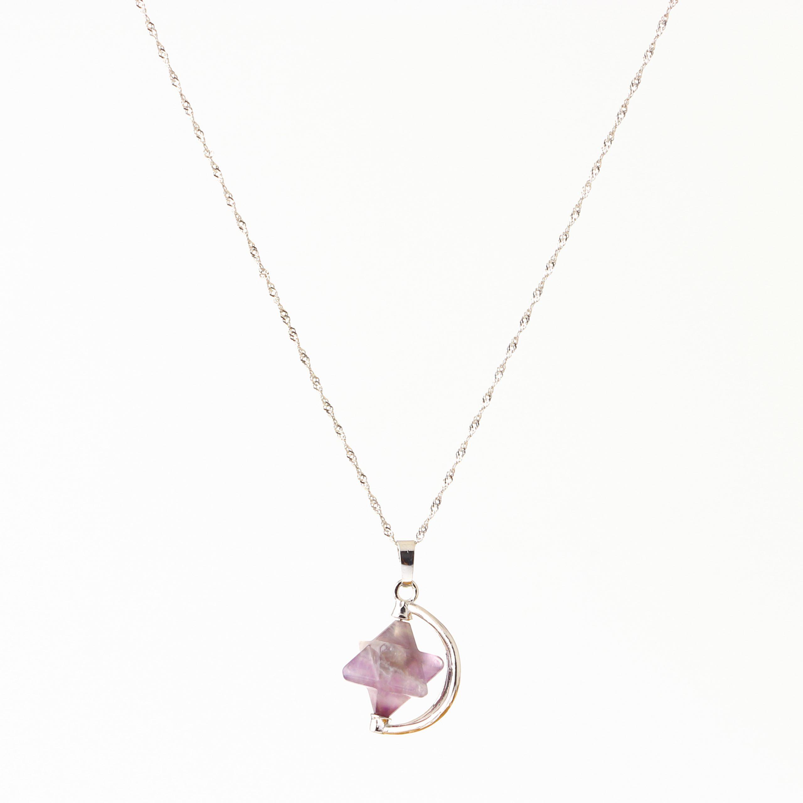 

Ожерелье со звездой из натурального камня, серебряная цепочка 45 см