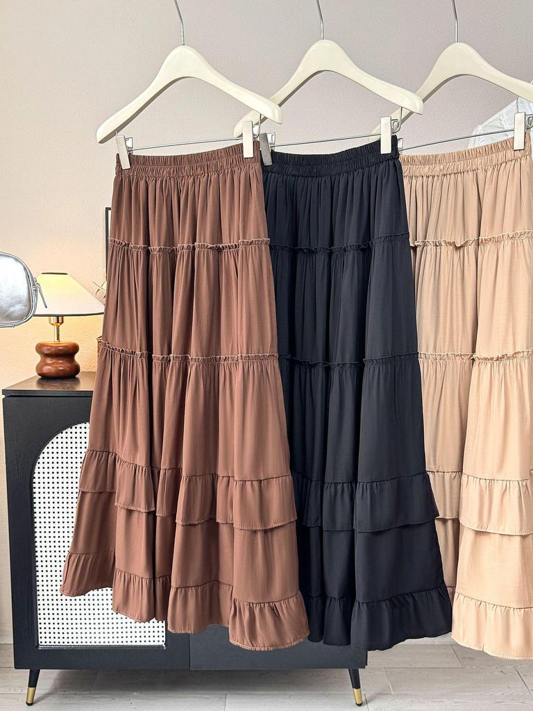 Women's Draped Ruffle Lace Skirt - Loose Hem Vacation Umbrella Skirt for Spring/Summer 2026