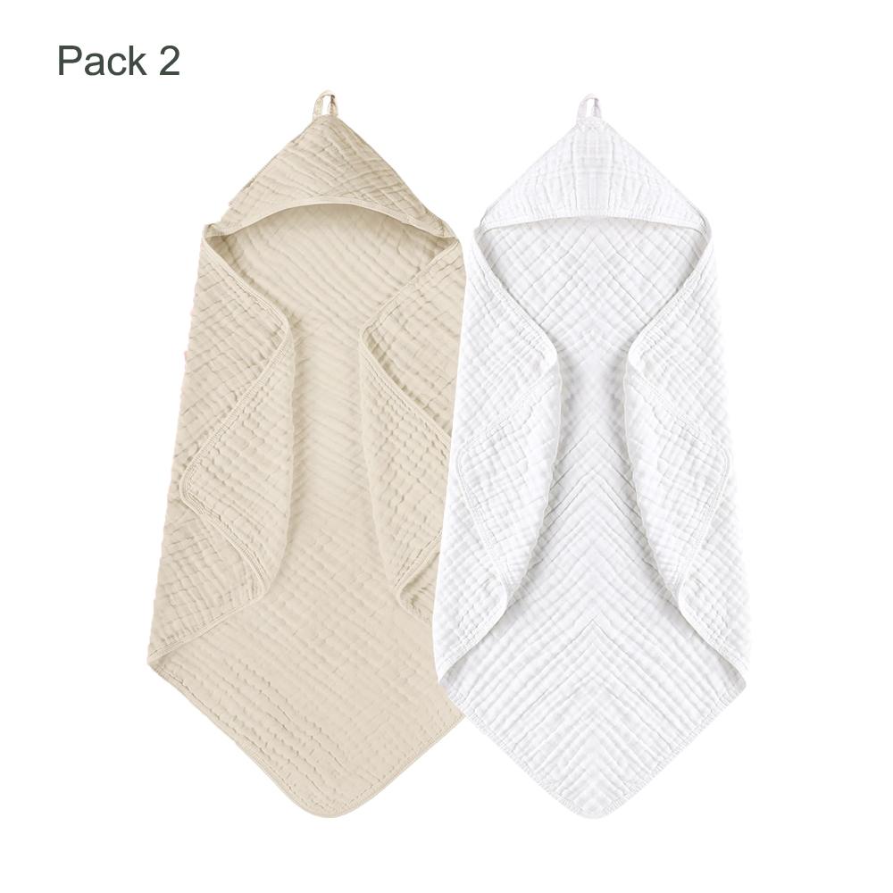 2 Pack 35*35inch Baby Bath Hooded Towels 100% Muslin Cotton Newborn Baby Bath Towel with Hood for Babies Infant Toddler and Kids