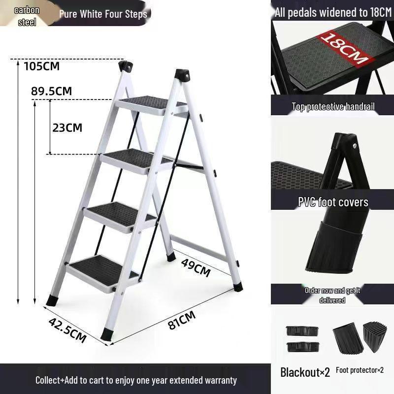 Multifunctional Carbon Steel Folding A-Frame Ladder for Indoor Use