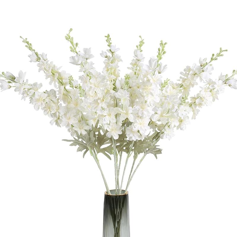 2Pcs Delphinium Artificial Flower 85cm Long Larkspur Stem Silk Flower Bouquet for Home Room Garden Outdoor Wedding Decoration