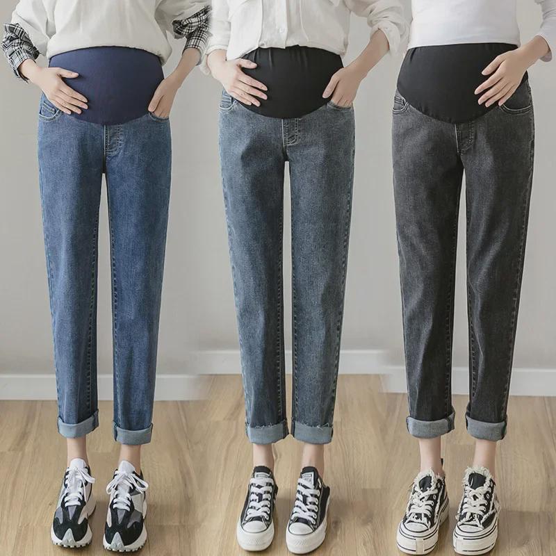 Maternity Loose Fit Wide-Leg Denim Harem Pants for Autumn/Winter