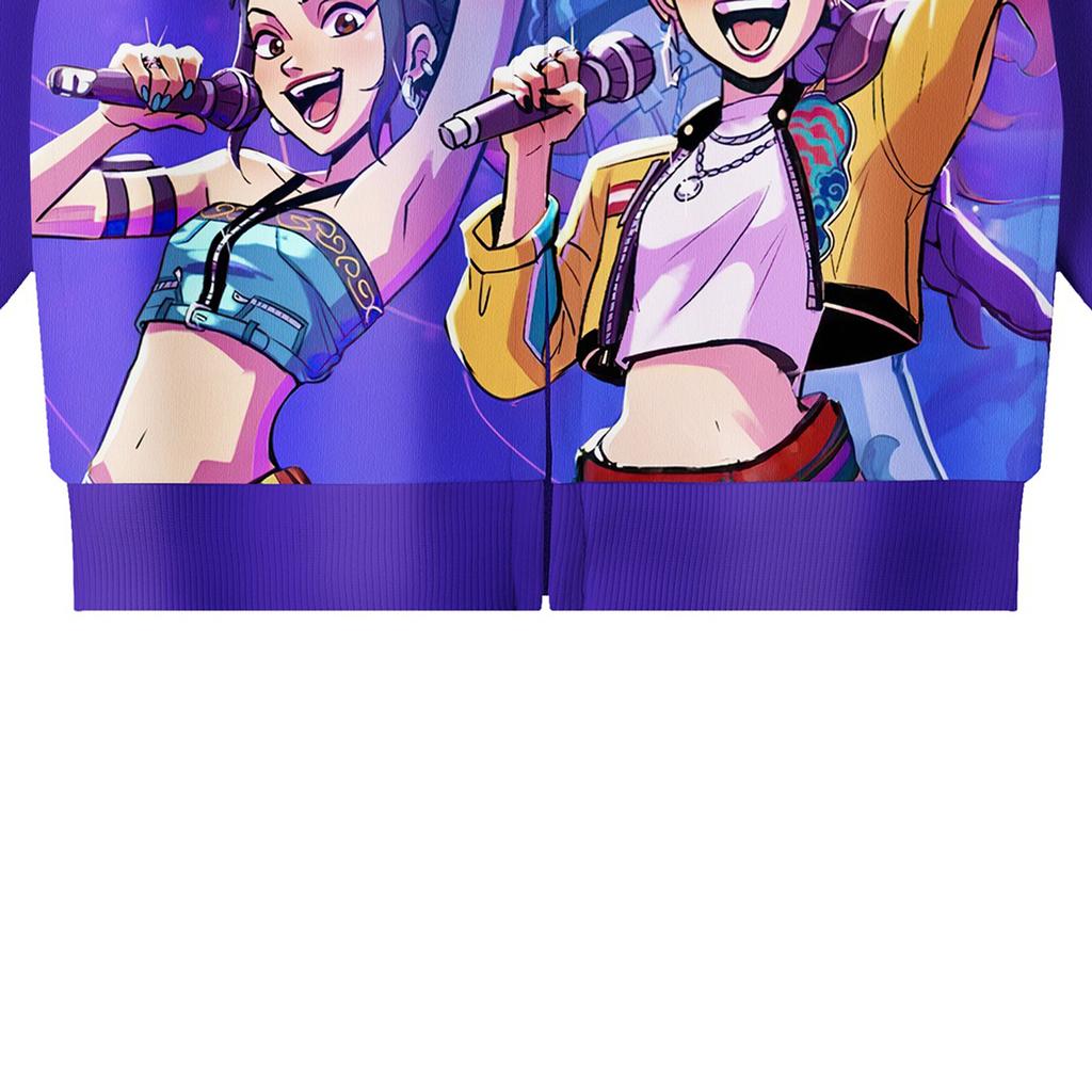 Girls Hoodie 3D Cartoon Jacket Sweatshirt Music Zip Hooded Long Sleeve Tops