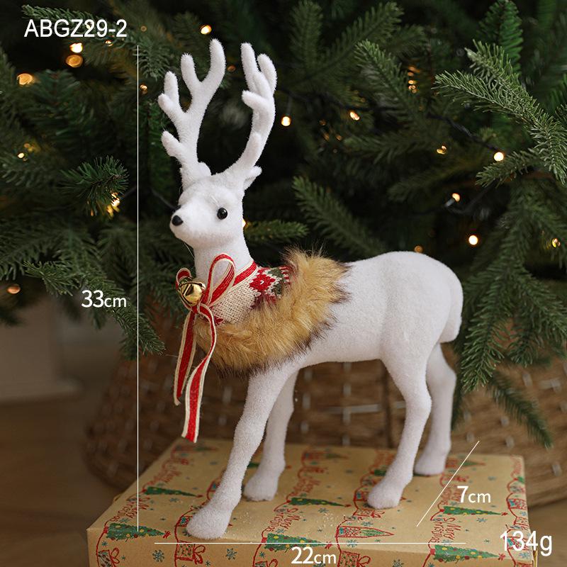 Gangheng White Reindeer Plush Doll Christmas Decorations for Home, Mall Window Display, and Tree Ornaments