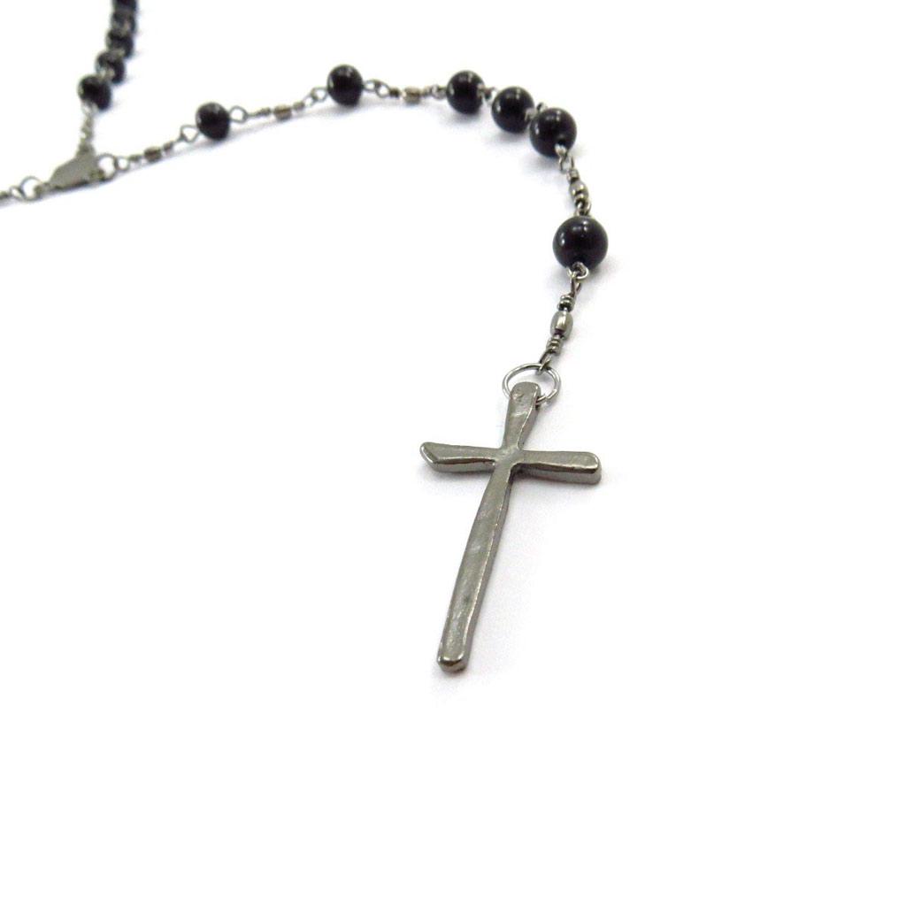 Les Trésors De Lily [J6283] - Designer Necklace 'Mystical Cross' Black Aged Metal