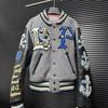 Tide Brand AC Milan Embroidered Leather-Sleeve Versatile Baseball Jacket