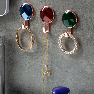 Ganci a forma di pietra preziosa smaltata vintage, resistenti e resistenti, con cuscinetti appiccicosi, per appendere la parete, cucina, bagno, camera da letto