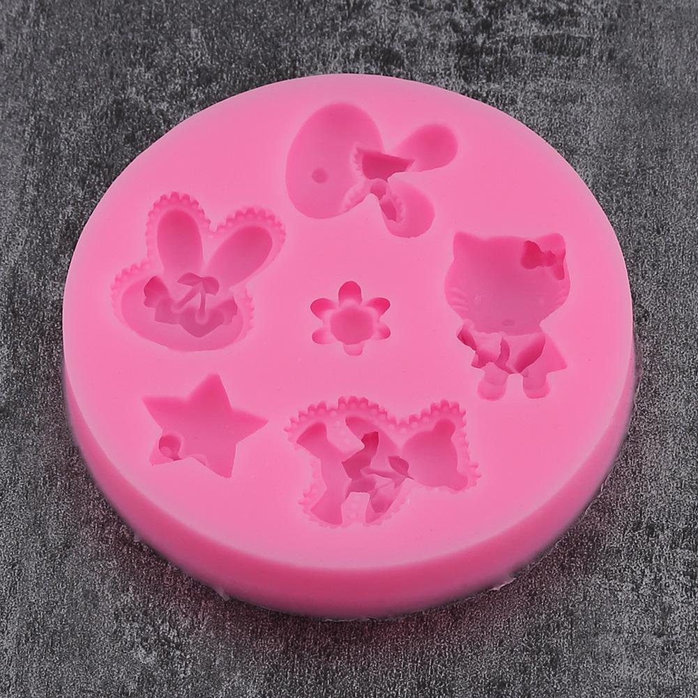 Cute Cartoon Silicone Mold Chocolate Candy Polymer Clay Fondant Mold Cake Decorationg Tool Kitty 50-1182 pink#0