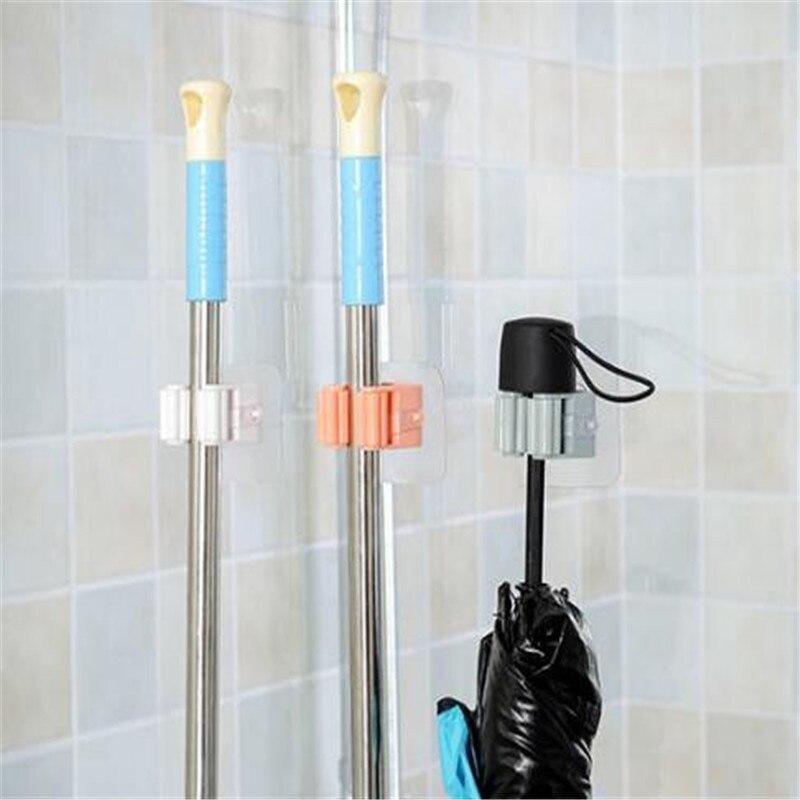 1 Pcs Adhesive Multi-Purpose Hooks Wall Mounted Mop Organizer Holder RackBrush Broom Hanger Hook Kitchen Bathroom Strong Hooks