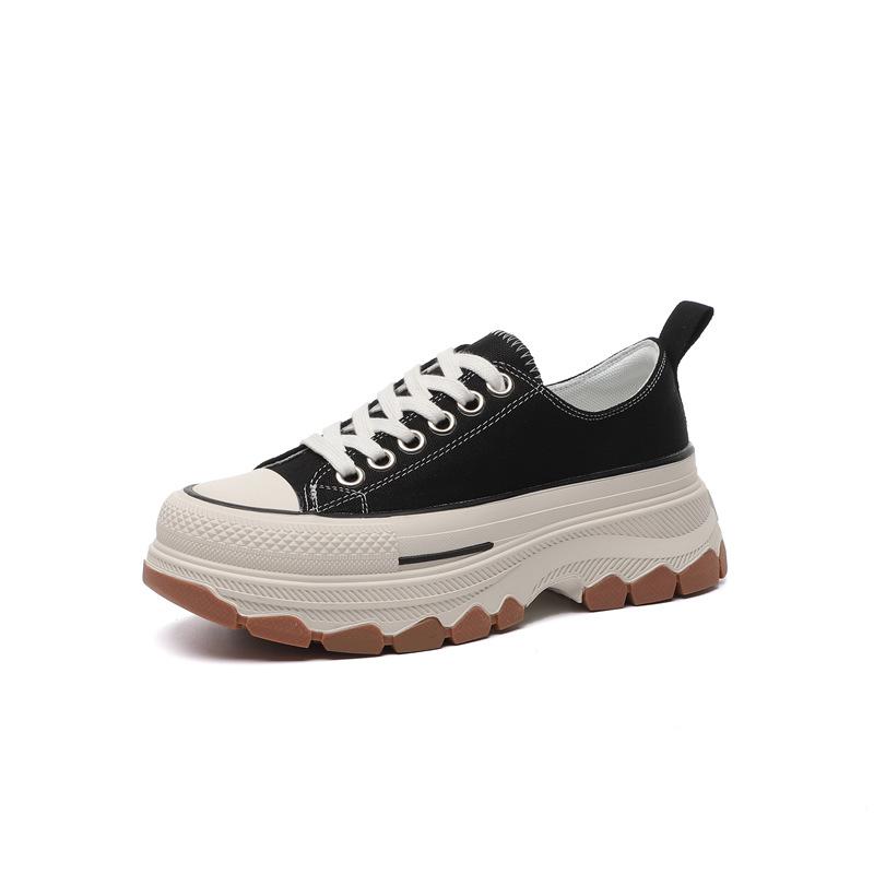 Niche Designer Round Head Canvas Shoes, New Thick-soled Breathable Little White Shoes, Casual Versatile Sports Shoes