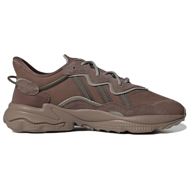 Adidas Originals Ozweego Leather Comfortable Trendy Slip-Resistant Durable Low-Top Casual Shoes Unisex Casual Shoes Earth-Brown H03679