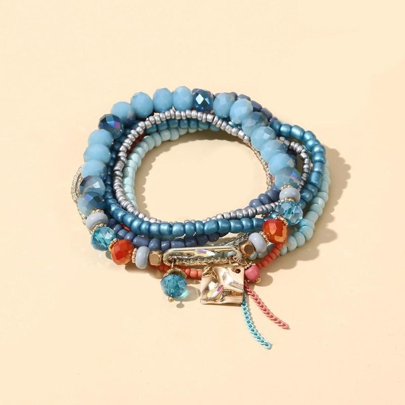 Stylish Glass Multi-Layer Bracelet Stacking Statement Bracelets Fashionable and Comfortable Jewelry for Women and Girls