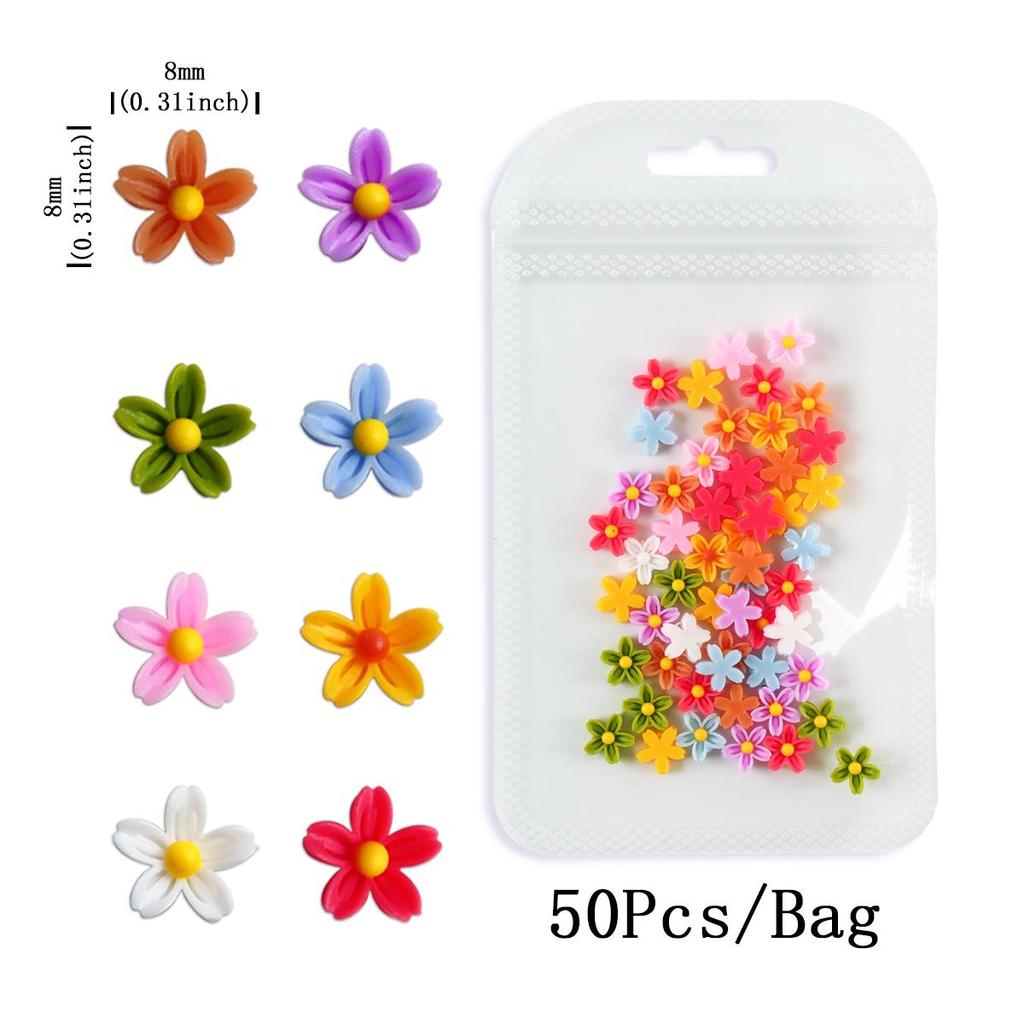 Colourful Flowers 3D Nail Art Charms Kawaii Macaron Mini Flower Nais Decoration Accessories Summer Manicure Decora Supplies