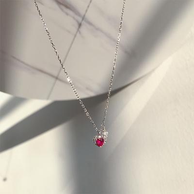 Red Zircon Love Heart Necklaces for Women Wedding Jewelry Long Necklaces Statement Jewelry
