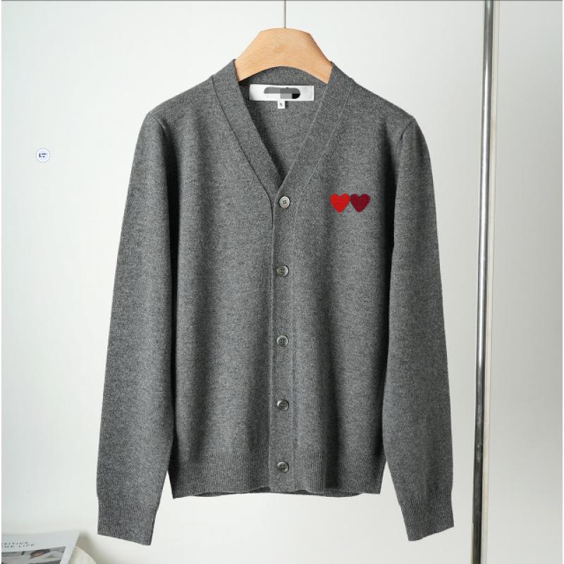 Japanese Double Heart V-neck Wool Cardigan - Loose, Versatile Knitwear Sweater