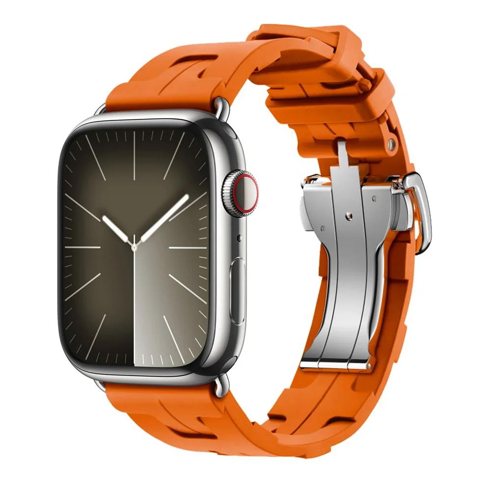 Con Logo Kilim Cinturino in Silicone a Giro Singolo Cinturino per Apple Watch 46mm 42mm Cinturino per Iwatch 11 10 9 8 Ultra3 49mm 45mm 38mm Cinturino per Orologio