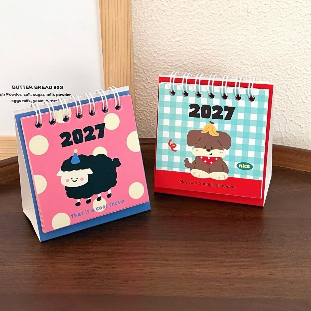 Animal Puppy 2027 Mini Desk Calendar Paper Material Desktop Calendar Gift Giving