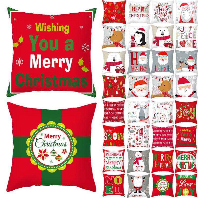 Festive Santa Claus Christmas Cushion Cover With Super Soft Peach Skin Velvet For Home Decor