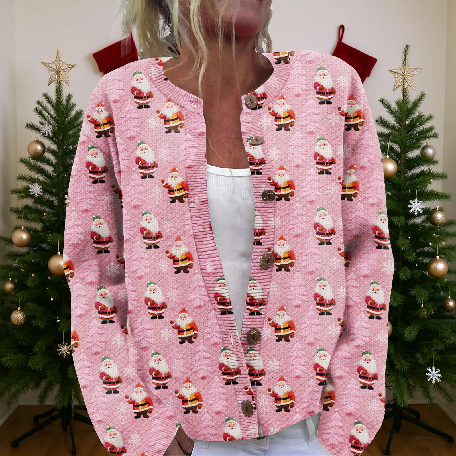 

Женский рождественский свитер Милый забавный рождественский свитер Осень и зима Свитер с длинным рукавом вязаный M