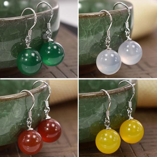 1 Pair Dangle Earrings Allergy Free Unfading High Gloss Polishing Pendant Decoration Geometric Faux Crystal Bead Hook Drop Earrings Fashion Jewelry