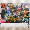 2D Urban Graffiti Art Tapestry, Abstract Colorful Wall Hanging