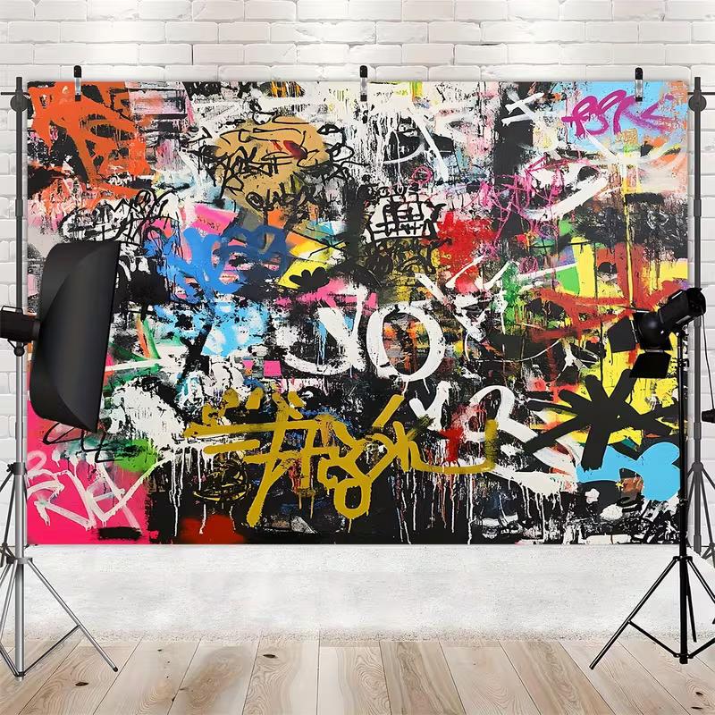 2D Urban Graffiti Art Tapestry, Abstract Colorful Wall Hanging
