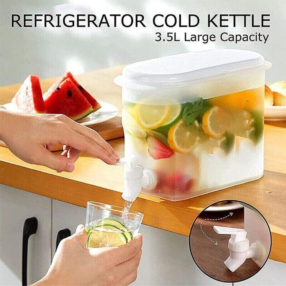 Plastic Cold Water Jug Convenient Cold Water Container 3.5L Drink Water Kettle With Tap Fruit Teapot Refrigerator