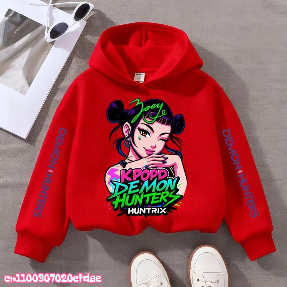 Stylish long sleeve kids hoodie with modern pop art girl illustration print, loose comfy fit for school and weekend family outdoor trips in cool fall.