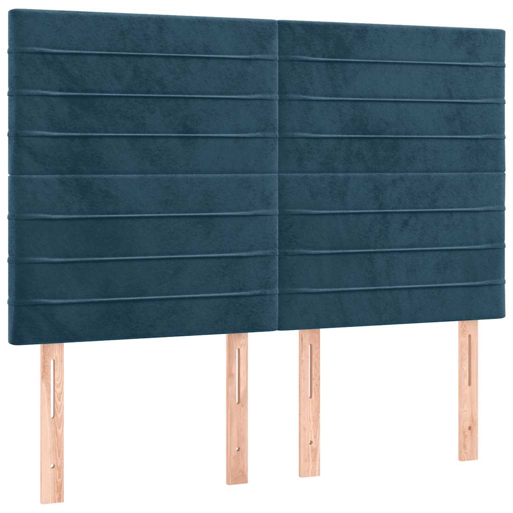 Box Spring Bed with Mattress Dark Blue 140 x 190 cm Velvet