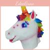 Maschera per la Testa di Cavallo Unicorno Arcobaleno Costume Animale in Lattice per Eventi e Festival