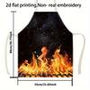A 2D Printed Apron Made of Linen, Featuring a Flame Pattern Design, Is Ideal for Kitchen and Outdoor Cooking