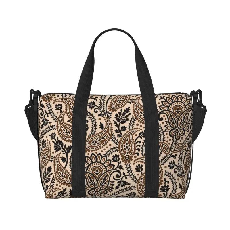 

Botanical Paisley Travel Duffle Bag Lightweight Waterproof Weekender Overnight Carry on Bag Women Handbag for Sports Gym Yoga